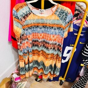 Show Me Your MuMu Orange and Blue Striped Top